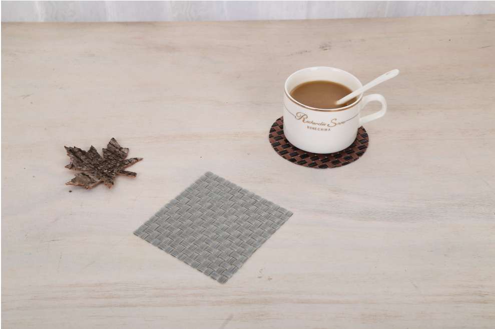 Simple and versatile coasters, solid color table heat insulation pads, hotel pvc woven anti-wash dry square coasters Specification image