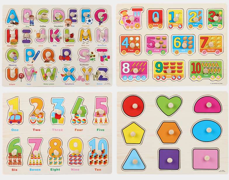 Wooden grasping board puzzle Wooden puzzle children's toy animal fruit vegetable alphanumeric early education cognition undefined