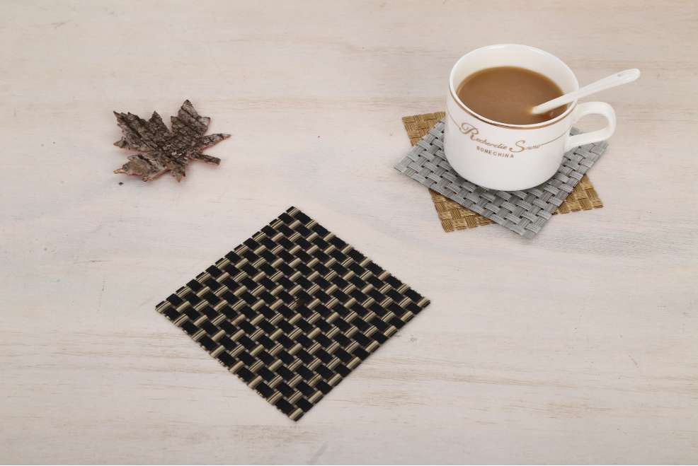 Simple and versatile coasters, solid color table heat insulation pads, hotel pvc woven anti-wash dry square coasters Application Scenario