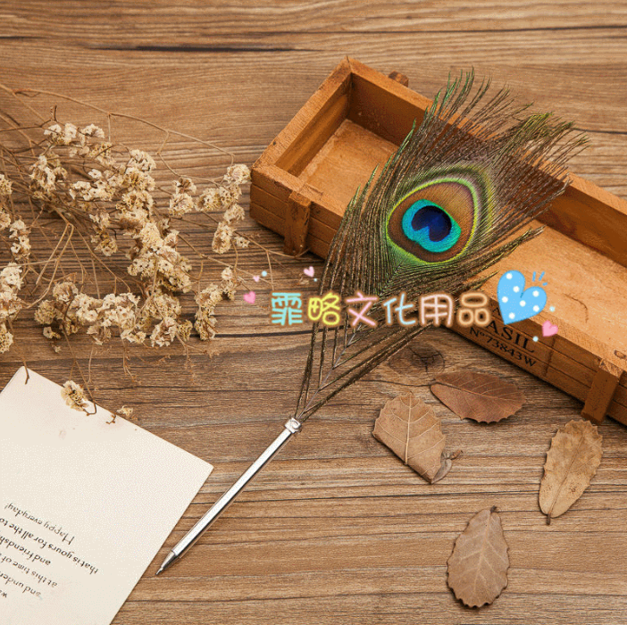 义乌好货 电镀笔鹅毛驼背欧式复古哈利波特蘸水羽毛笔礼品套装详情图3