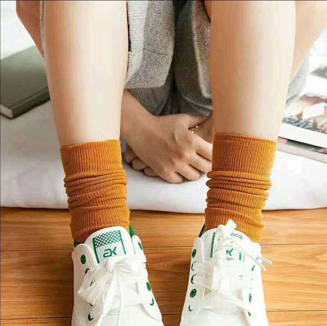Candy color pile socks autumn winter high tube socks versatile street cotton popular logo female socks thumbnail