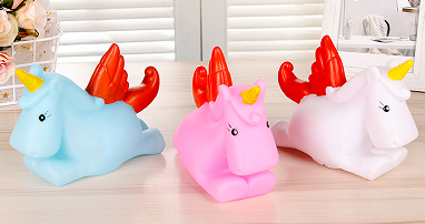 A small night lamp with various colored enamel horned flying horse thumbnail