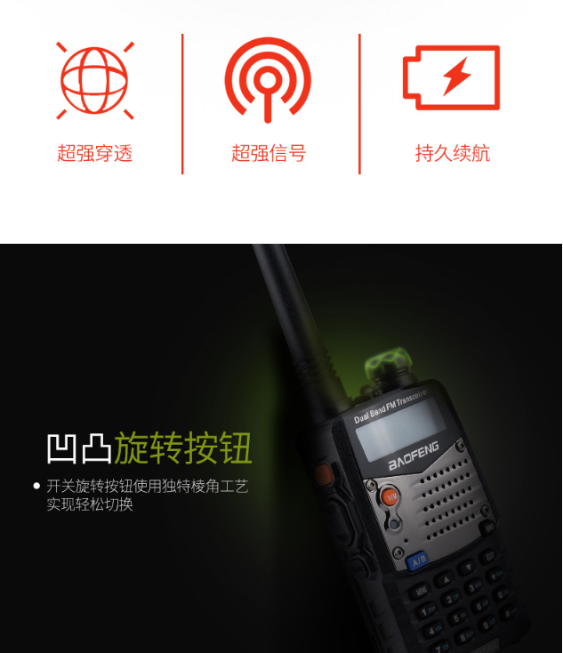 宝峰对讲机UV5RA无线车载手台户外自驾游宝锋5R升级版二代详情图4