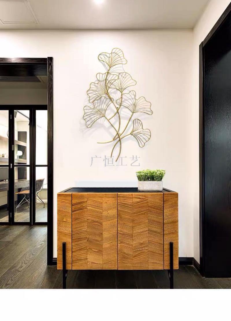Ginkgo biloba light luxury hanging wall hanging wall wall decoration living room background wall porch metal wall hanging pendant thumbnail
