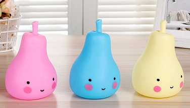 Small night lamp pear with different colored enamel