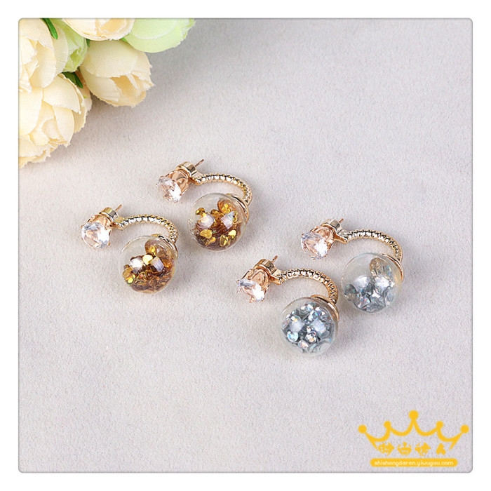Korean exaggerated and individualistic heart-shaped sequined fresh earrings, versatile accessories, twist twist buckle earrings undefined