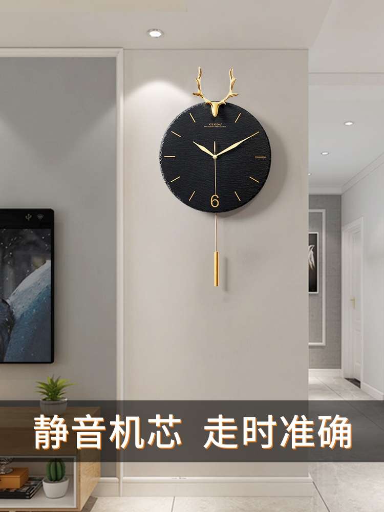 北欧鹿头挂钟客厅家用创意大气现代简约钟表个性时尚挂墙挂表时钟