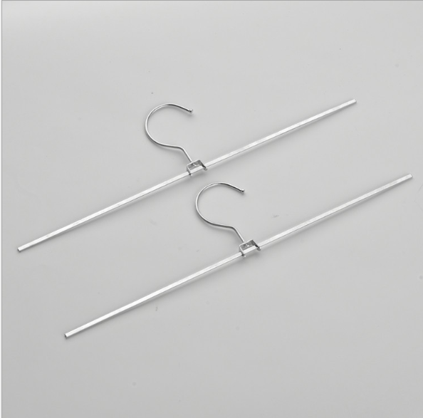 裤架配件半成品防滑可调节伸缩儿童衣架裤夹西裤子夹子收纳架批发金属不锈钢裤夹裤夹子裤架供应金属铁线裤夹浸塑铁夹横杆一字裤夹细节图