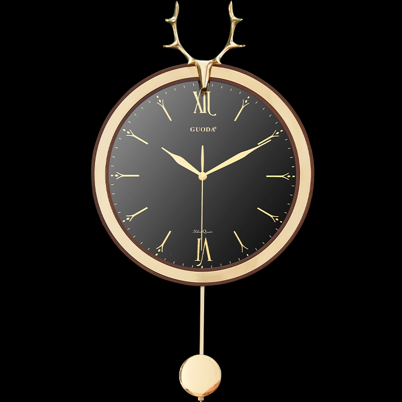 现代北欧创意时尚挂钟客厅装饰钟表金属轻奢家用石英钟大号图