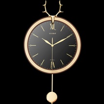 现代北欧创意时尚挂钟客厅装饰钟表金属轻奢家用石英钟大号