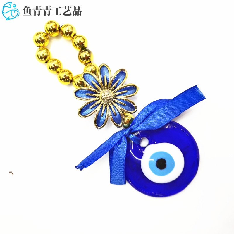 新款土耳其蓝眼睛挂件 5cm玻璃饼摆件亚克力花朵装饰品  价格面议详情图1