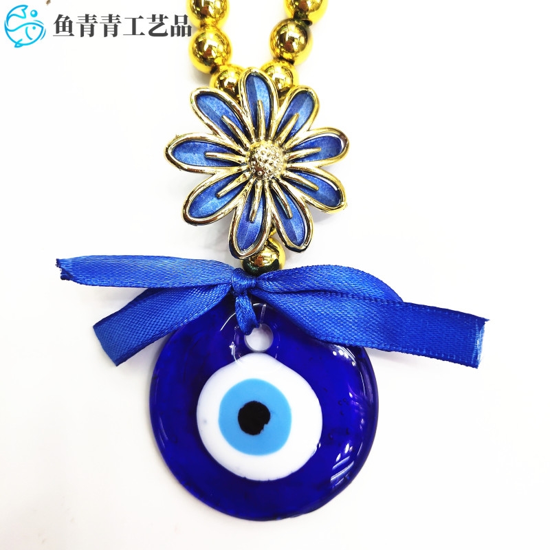 新款土耳其蓝眼睛挂件 5cm玻璃饼摆件亚克力花朵装饰品  价格面议详情图3