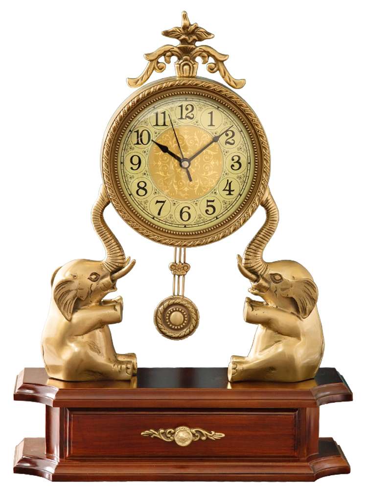 New Chinese-style wall clock, brass elephant living room decoration, ancient-style wall clock for the entrance hall, silent decorative swing clock