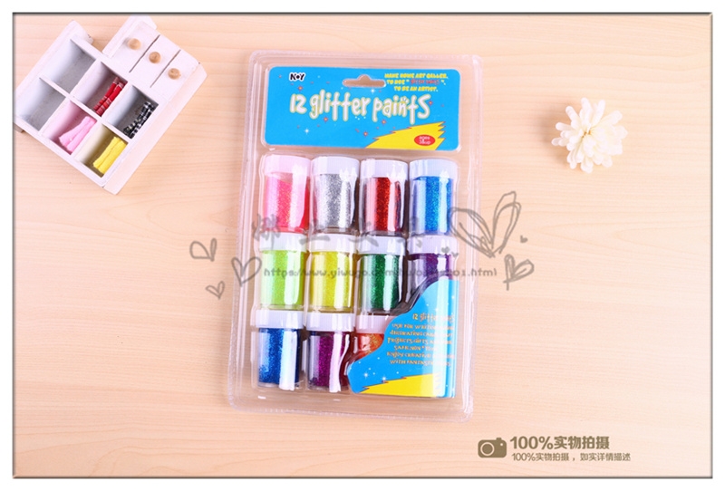 彩绘粉闪亮粉粉闪光胶水礼物女孩银色美术金粉黄绘画指甲粉色儿童