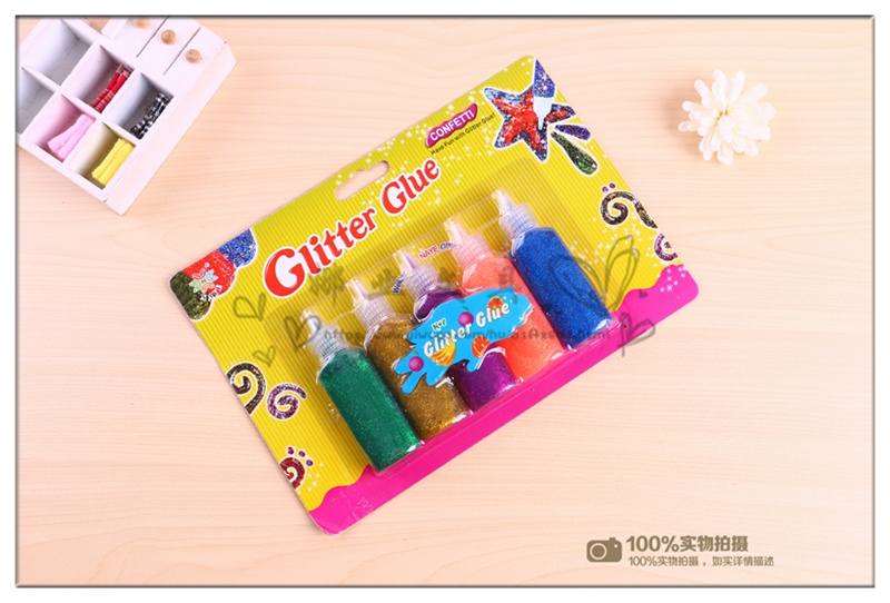 5色闪光胶儿童手工diy贺卡制作点缀五毒安全细节图