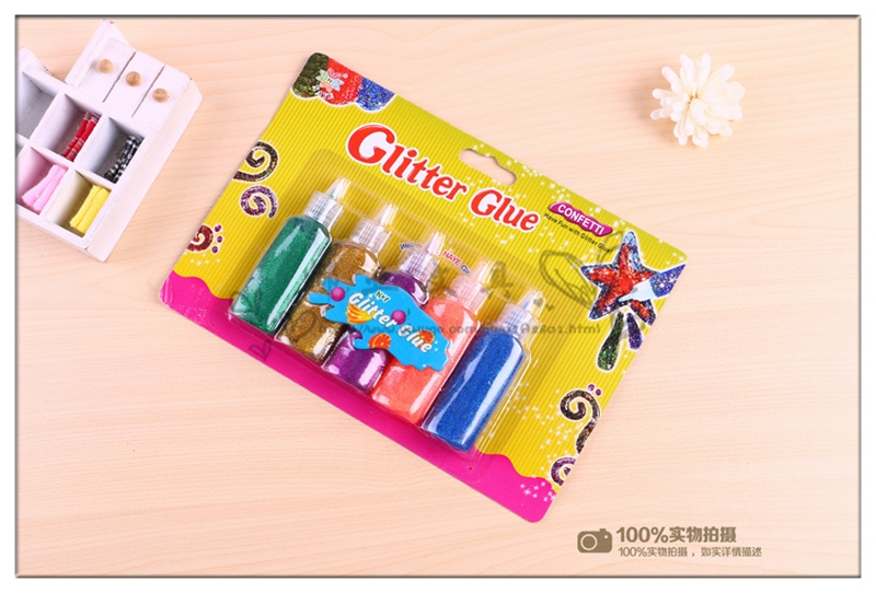 5色闪光胶儿童手工diy贺卡制作点缀五毒安全白底实物图