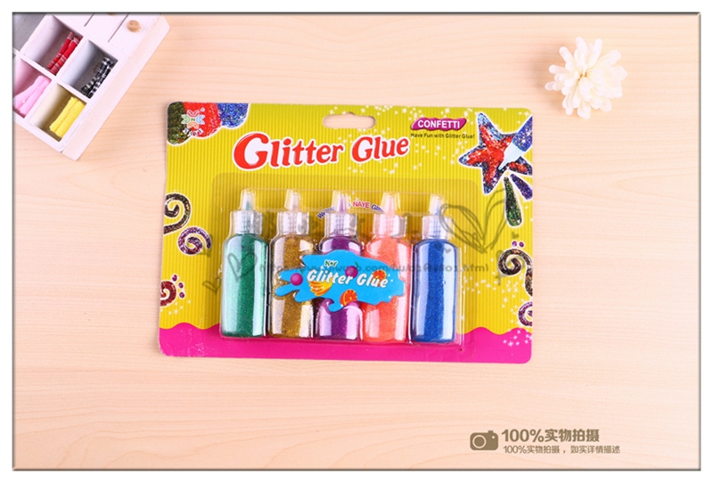 5色闪光胶儿童手工diy贺卡制作点缀五毒安全
