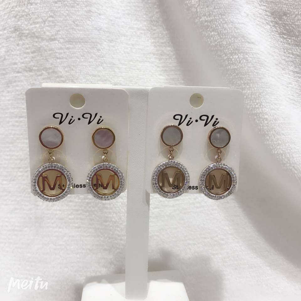 Titanium steel shell pendant letter earrings thumbnail