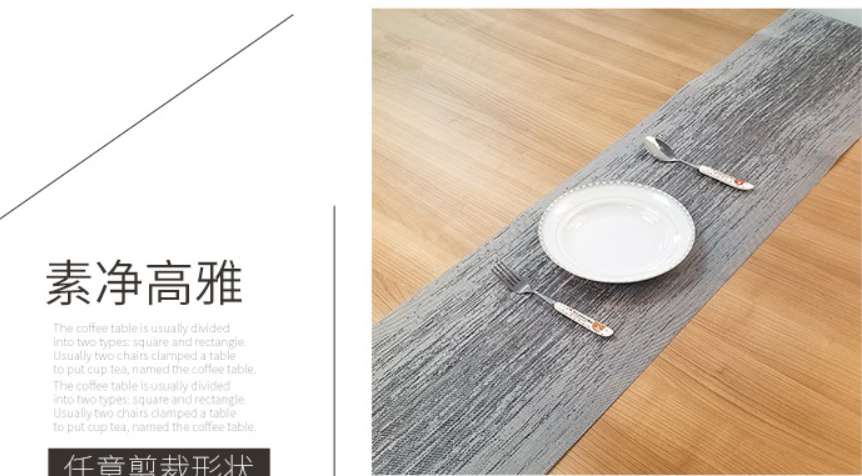 Teslin table flag 30*180cm fashionable pvc placemat, hotel restaurant slippery, heat-insulating and washable table mat Application Scenario