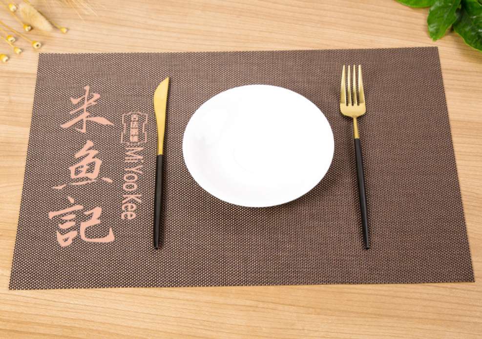 Customized pvc placemats, simple square table MATS, hotel and restaurant heat insulation MATS, waterproof and wear-resistant European-style Western placemats