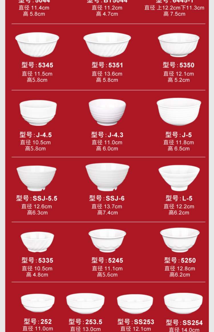 Demei Melamine SS253 imitation porcelain small bowl rice bowl, soup bowl, porridge bowl, canteen and hotel rice bowl, square bowl, special-shaped bowl details Picture