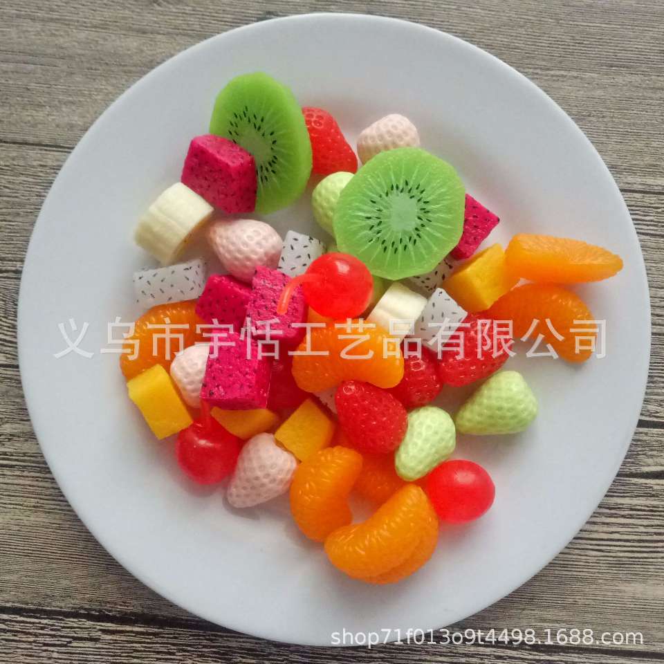 厂家直销仿真水果草莓樱桃芒果橘子食物切块模型沙拉拼盘DIY配件