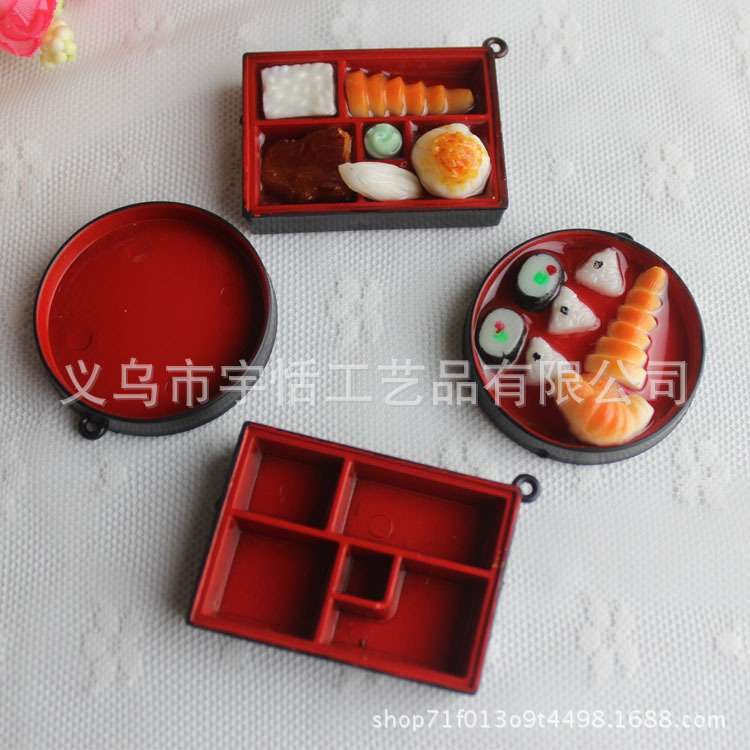 厂家直销现货批发食玩仿真迷你日式便当盒塑料餐盒寿司器配件器具图