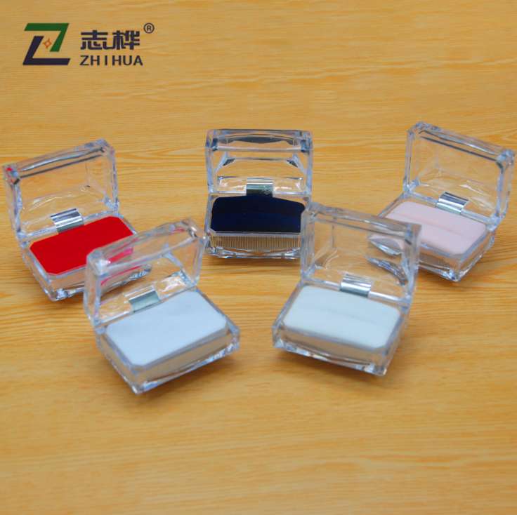 厂家现货高档亚克力情侣戒盒双戒盒塑料首饰珠宝盒水晶饰品盒包装盒