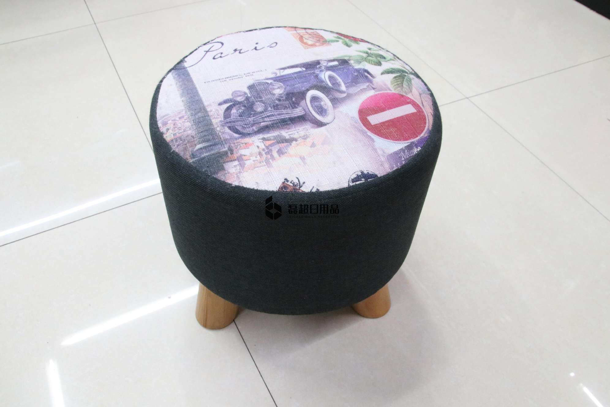 Creative wooden cloth shoe stool household stool small children's stool small round stool in the living room tea table