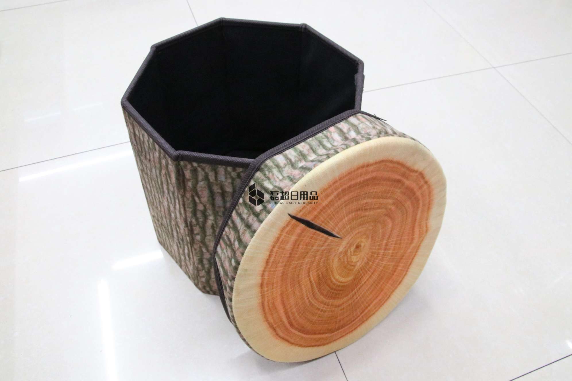 八角形卡绒布树根收纳凳储物凳创意收纳凳玩具收纳箱换鞋凳细节图