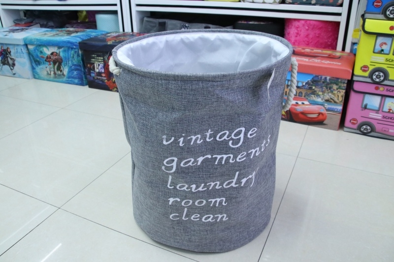 Folding cotton linen dirty clothes blue laundry basket Home fabric put toys clothes storage basket