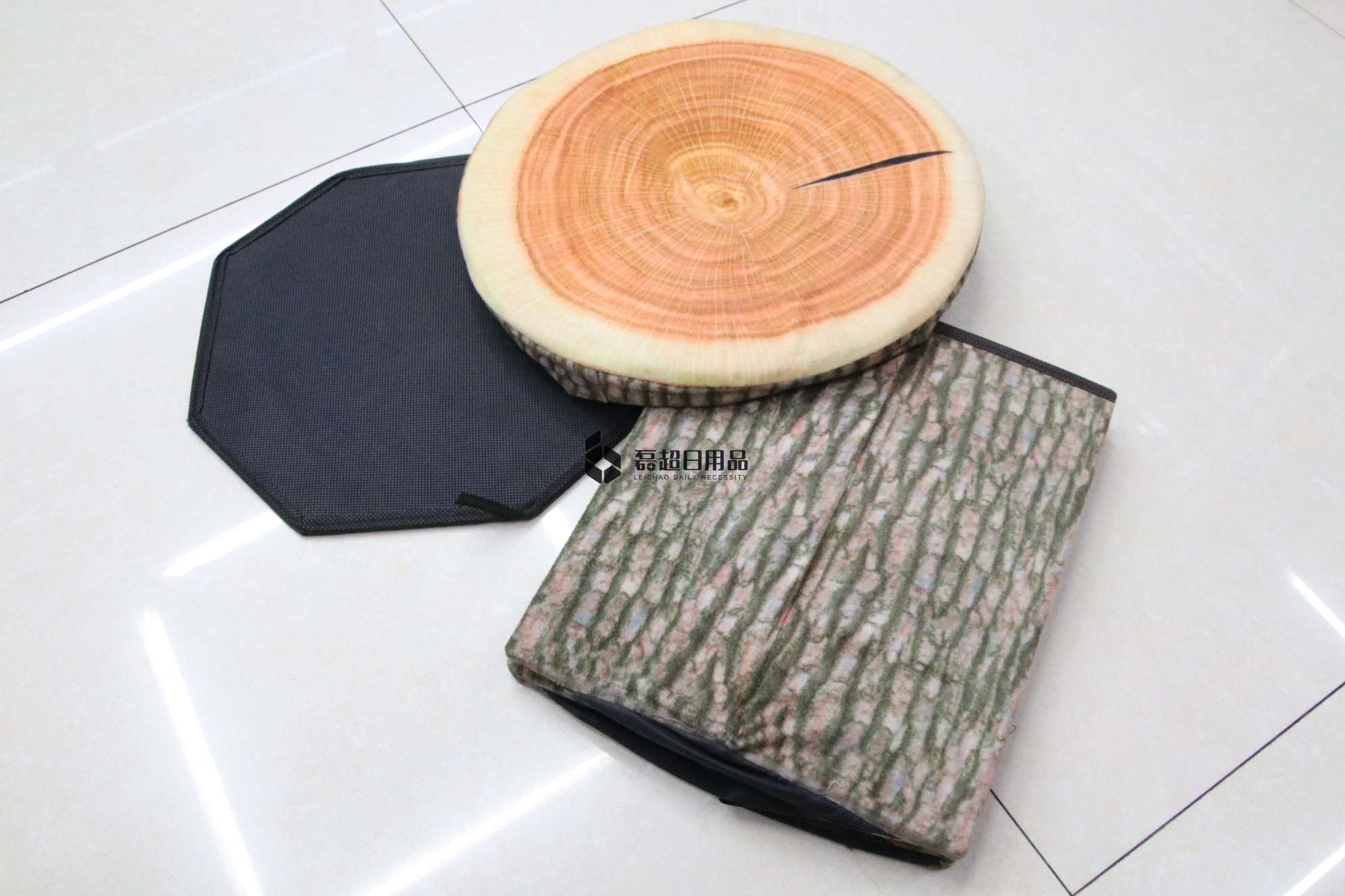 八角形卡绒布树根收纳凳储物凳创意收纳凳玩具收纳箱换鞋凳产品图