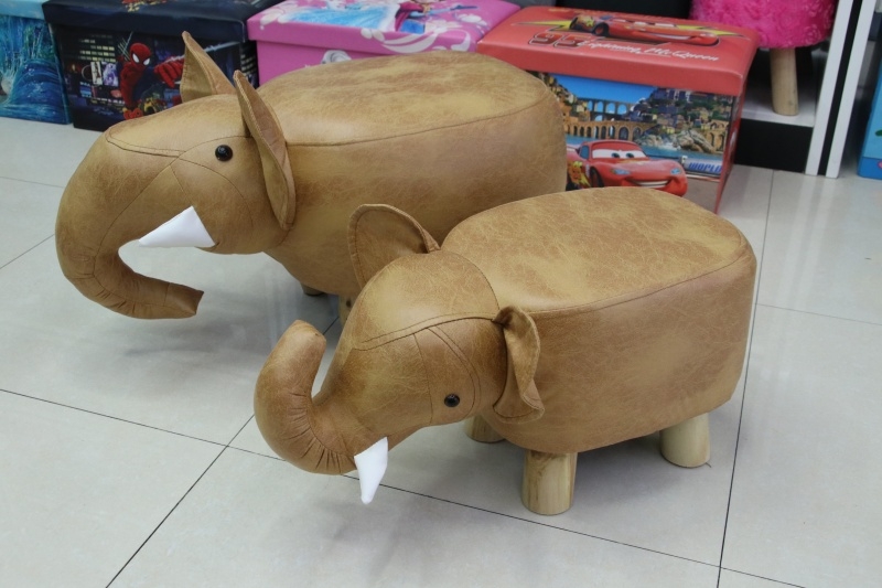 创意欧式皮质简约可爱卡通大象换鞋凳实木凳脚沙发凳试鞋凳2细节图