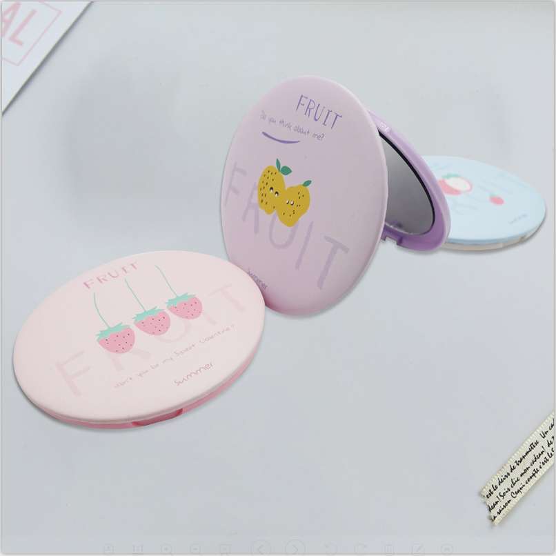 Strawberry Double-Sided Small Mirror Hd Makeup Mirror Table Mirror Paper Desktop Portable Folding Mirror Student Cartoon Specification drawing
