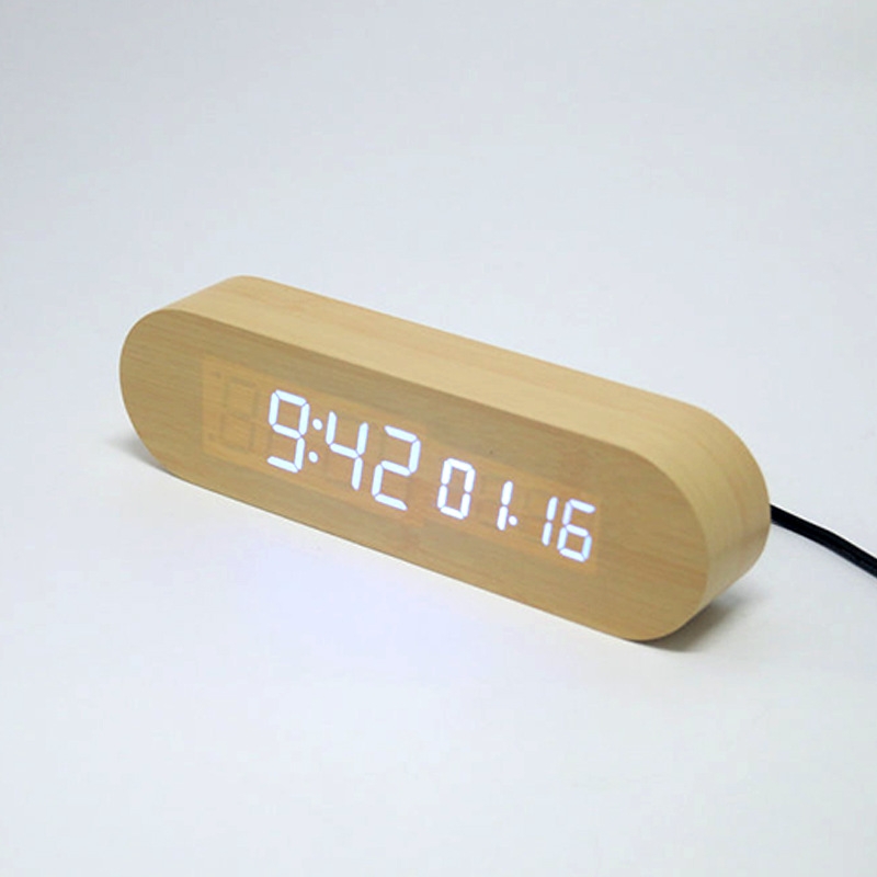 新款  led数字时钟  多功能木头钟 智能闹钟 厂家直销 定制 LOGO详情图5