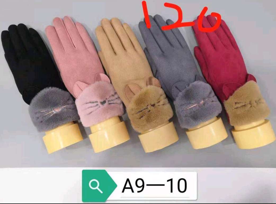 Cartoon casual gloves with suede for girls thumbnail