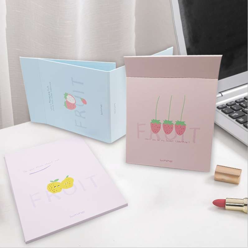 Folding Strawberry Series Paper Mirror Hd Makeup Mirror Table Mirror Paper Desktop Portable Folding Mirror Student Cartoon details Picture