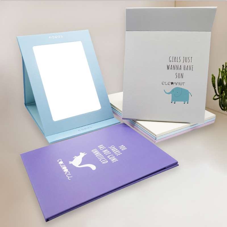 Folding Paper Mirror Cartoon Series Hd Makeup Mirror Table Mirror Paper Desktop Portable Folding Mirror Student Cartoon details Picture