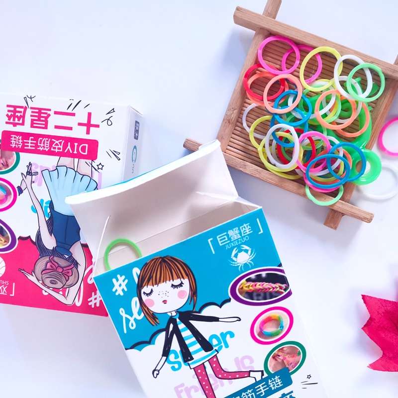 DIY children's woven rubber band bracelets for the 12 zodiac signs, colorful plastic rubber bands, kindergarten side hanging board toys supply Specification image