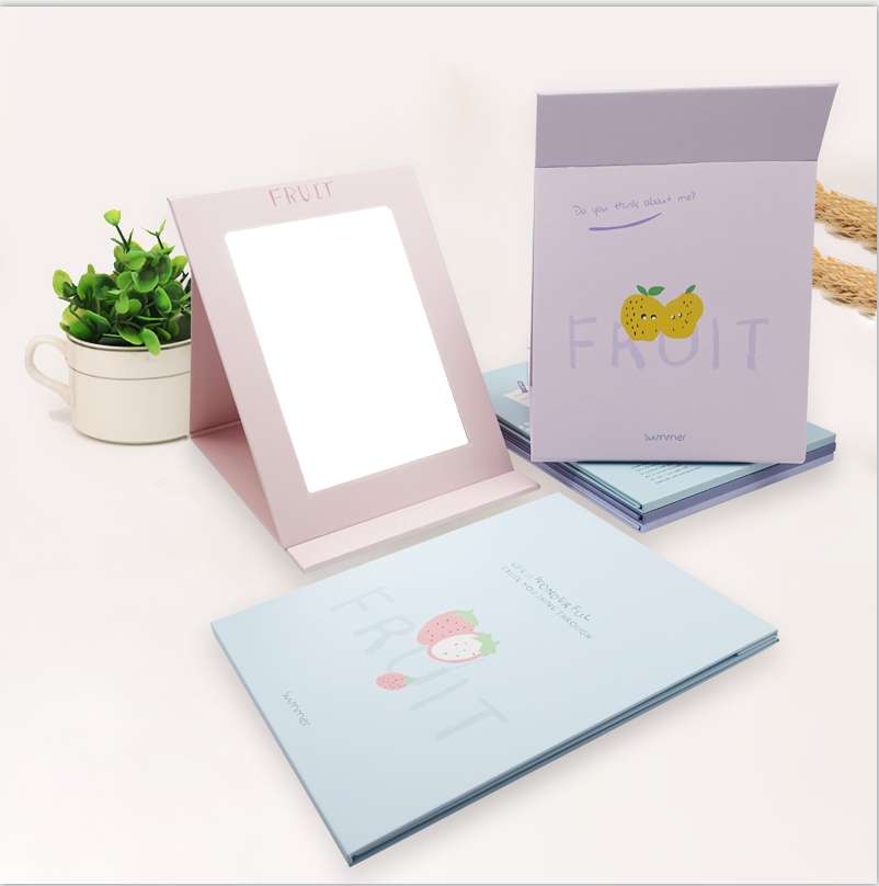 Folding Strawberry Series Paper Mirror Hd Makeup Mirror Table Mirror Paper Desktop Portable Folding Mirror Student Cartoon Specification drawing