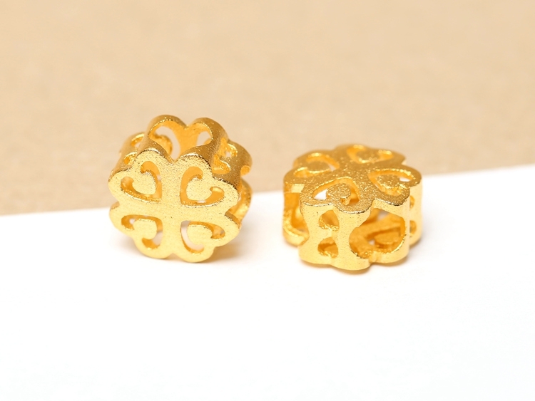 越南沙金配件大孔背云隔珠纯铜镀金黄金色红绳手链3D硬金diy配饰