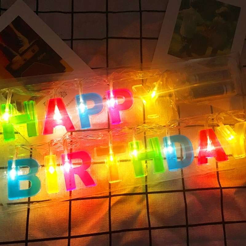 LED彩灯节日装饰灯户外电池灯生日快乐
