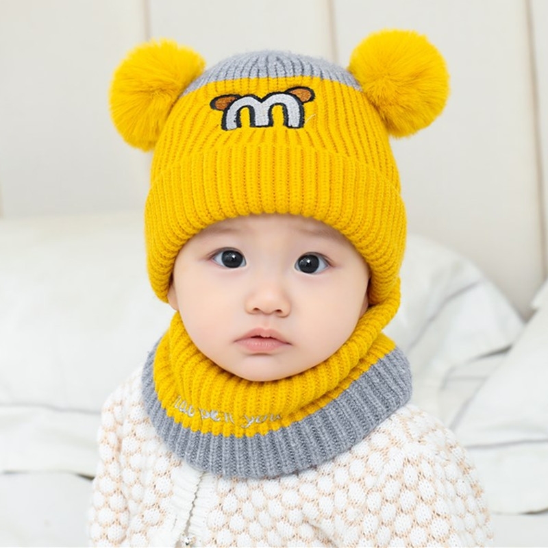 New Baby hat Autumn/winter Fur balls Korean version lovely men and women baby hat thick knitted hat children hat thumbnail