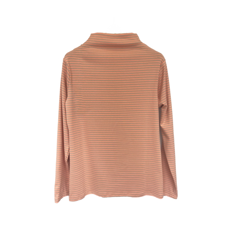 Self-stay multi-color autumn and winter slimming slimming half high collar stripe versatile T-shirt pullover bottom blouse women thumbnail