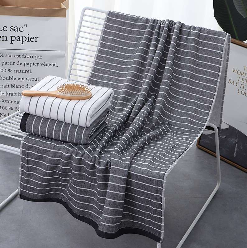 Topo textile factory direct 8616 black and white bath towel pure cotton gauze thumbnail
