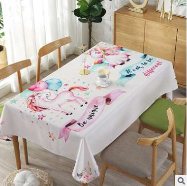 涤纶桌布现货ins印花北欧格子田园卡通台布 防烫茶几桌子布产品图