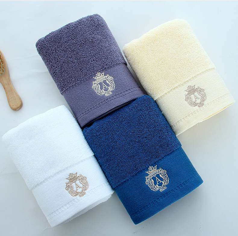 Embroidered letter bath towel, size 70.140. Available in various colors
