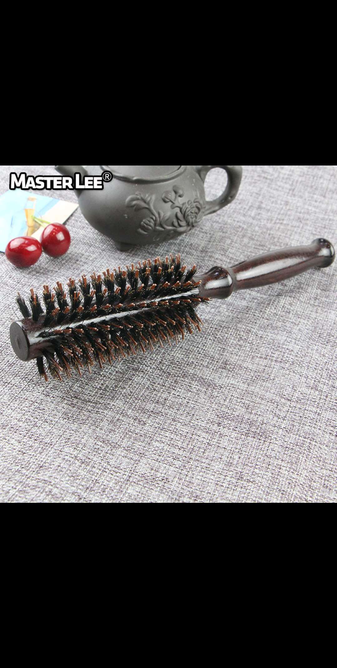 发廊发型师家用猪鬃毛圆滚卷发梳子防静电耐高温卷梳美发造型梳产品图