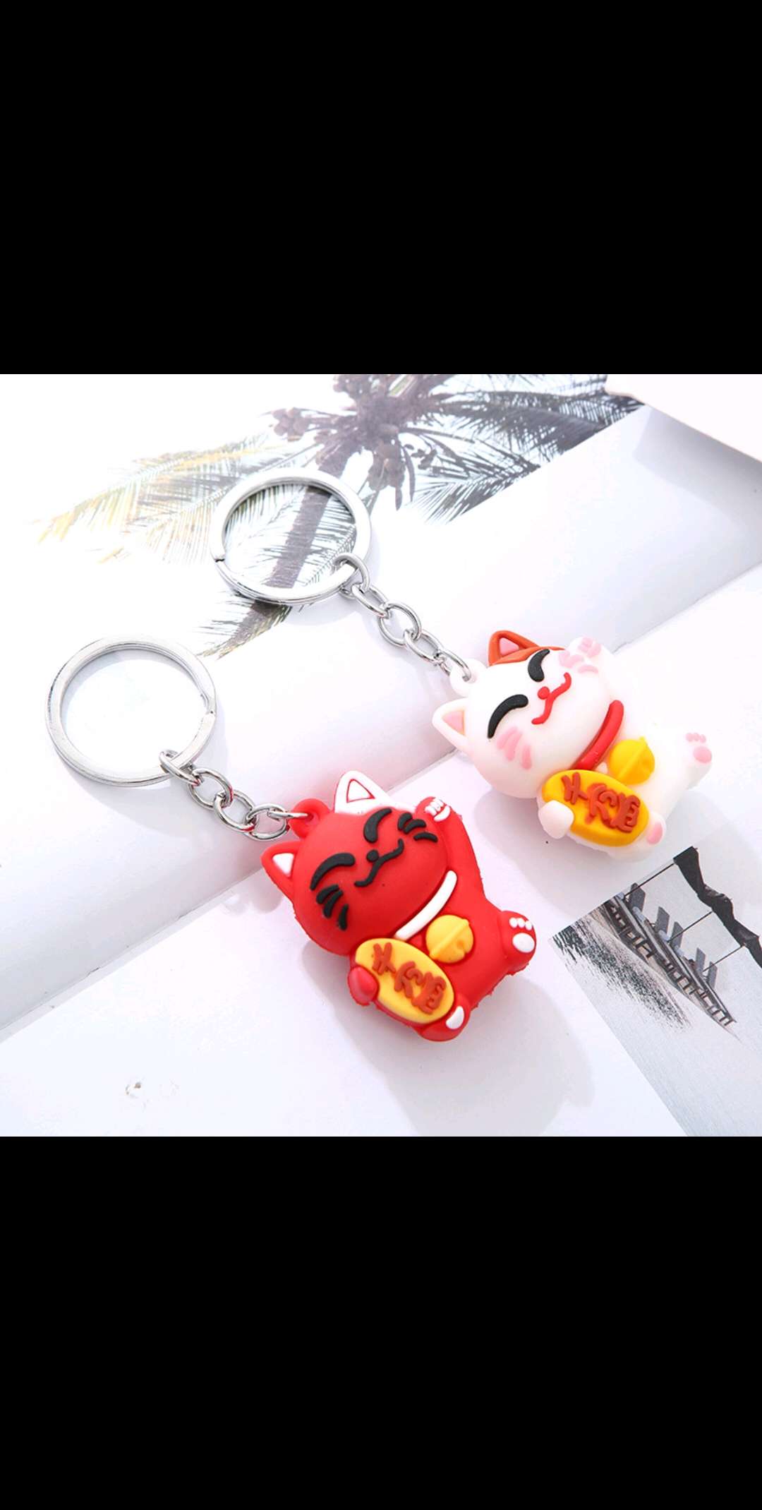 Han feng cute lucky cat pendant cute cat student bag pendant soft glue lucky cat wechat business gift thumbnail