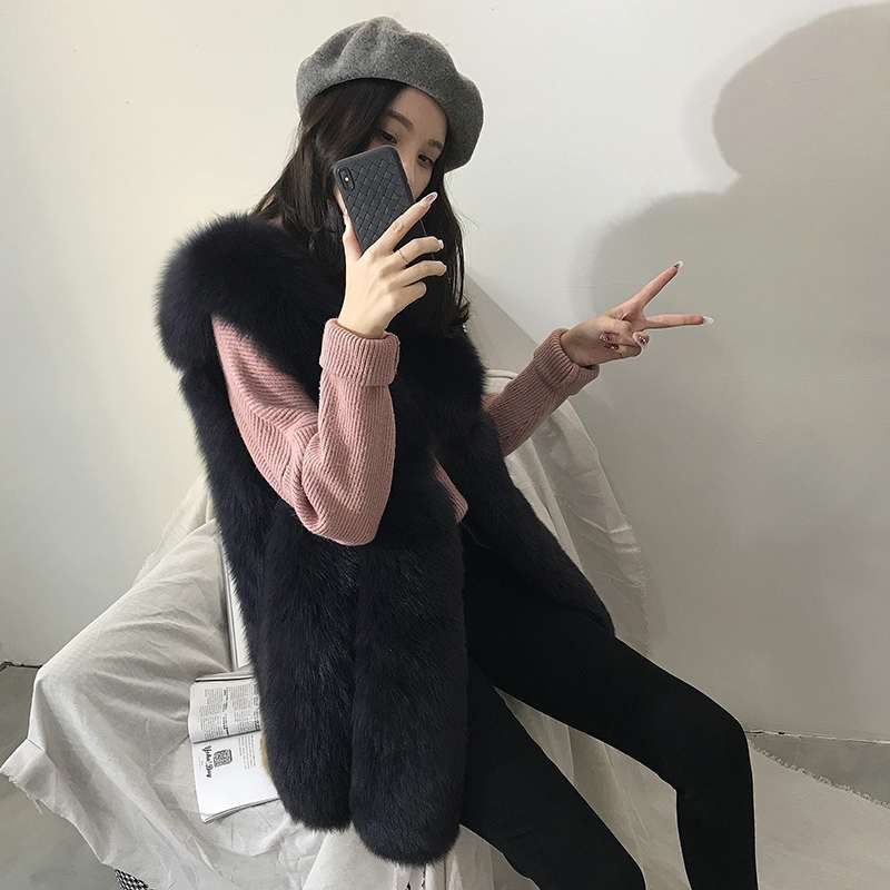 Furry Vest Coat 2019 Autumn And Winter New Korean Version Of Imitation Fox Fur Fashion All-In-One Fur Vest Women's Medium Length Application Scenario
